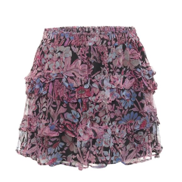 LoveShackFancy Benicia Skirt Midnight Light Tiered Ruffle Floral - Picture 3 of 12